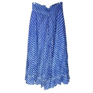 Soft Surroundings Blue White Tie Dye Maxi Skirt Boho Smocked Waist Size L
